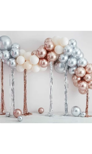 Mixed Metallics Balloon Arch With Streamers