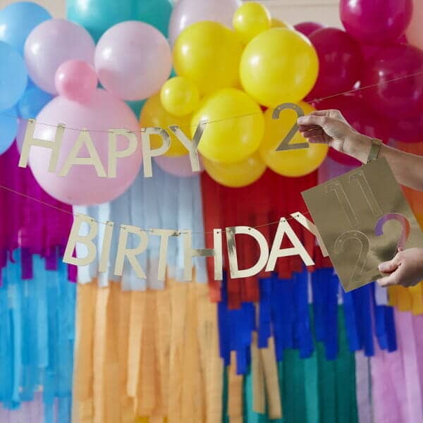Gold Customisable Happy Birthday Bunting Banner