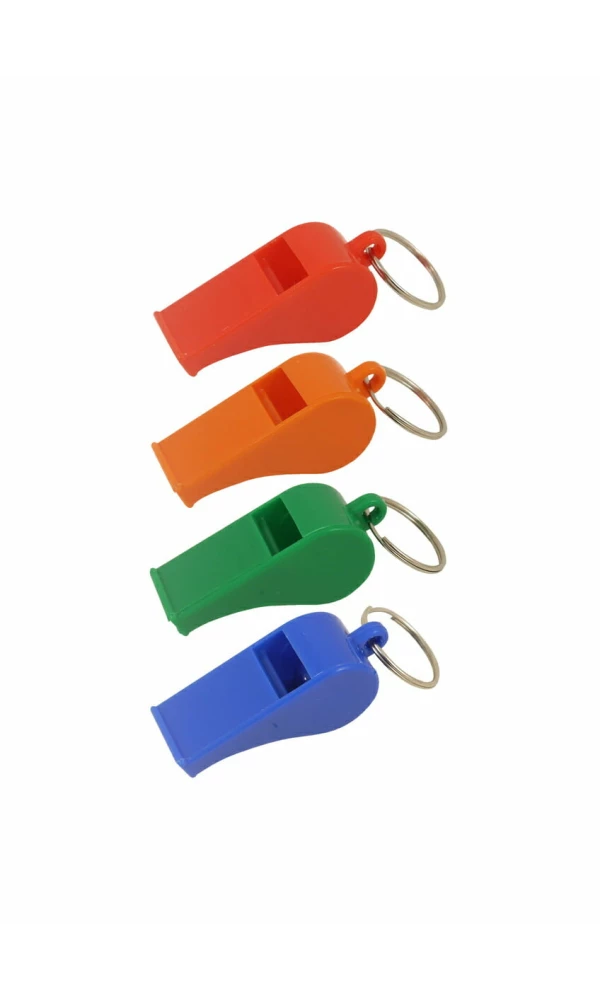 Plastic Whistles with Rings (Assorted Colours) - 5.5cm