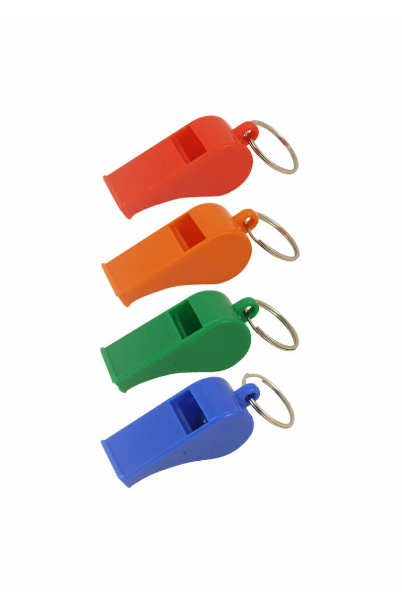 Plastic Whistles with Rings (Assorted Colours) - 5.5cm