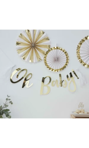 Gold Oh Baby! Baby Shower Bunting