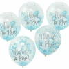 About To Pop! Blue Baby Shower 12"" Confetti Latex Balloons - 5pk