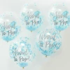 About To Pop! Blue Baby Shower 12"" Confetti Latex Balloons - 5pk