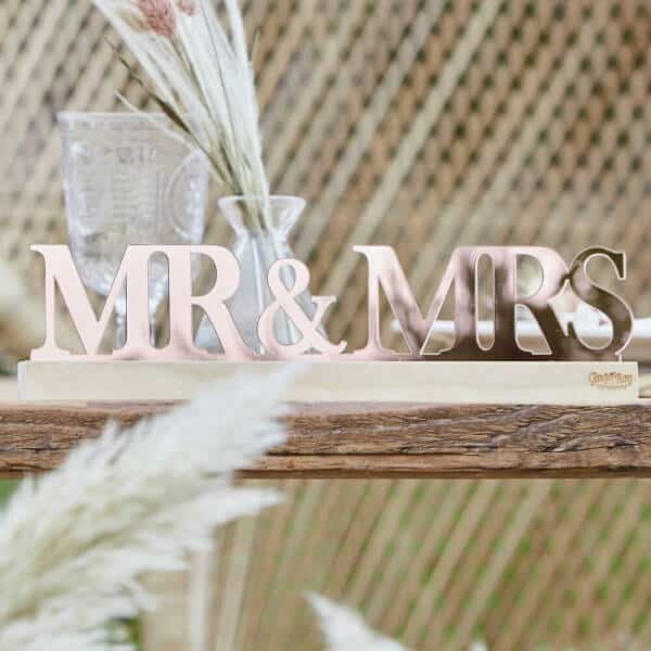 Rose Gold Acrylic Mr and Mrs Sign