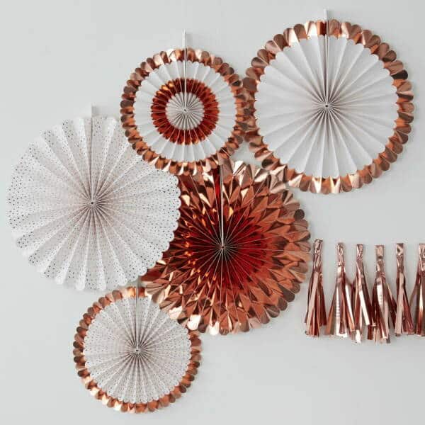 Paper Fan Rose Gold Party Decorations