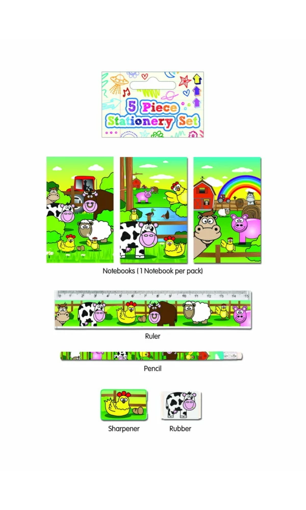 Party Favours Farm Stationery Set - 5pk