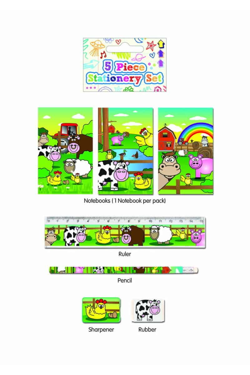 Party Favours Farm Stationery Set - 5pk