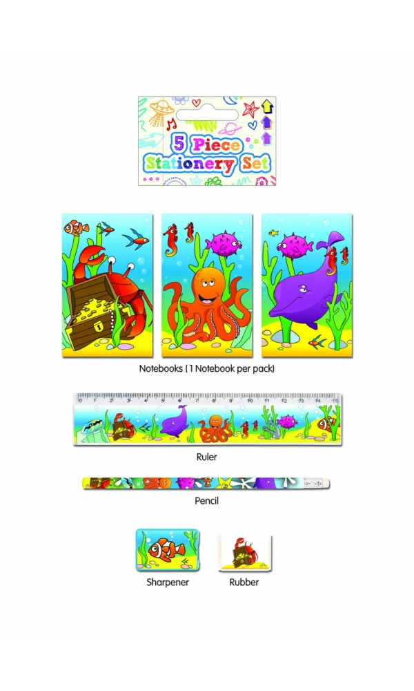 Party Favours Sealife Stationery Set - 5pk