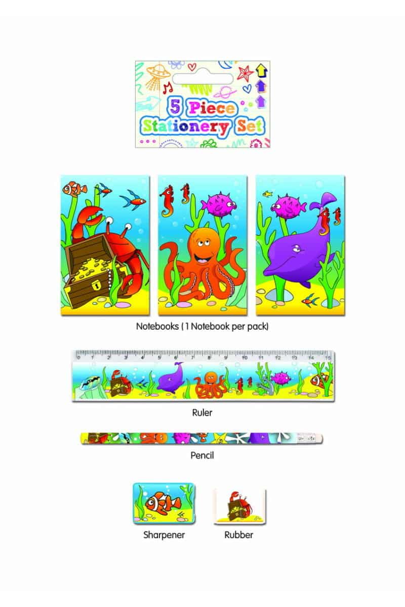 Party Favours Sealife Stationery Set - 5pk