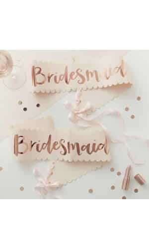 Pink And Rose Gold Hen Party Bridesmaid Sashes - 2 Pack