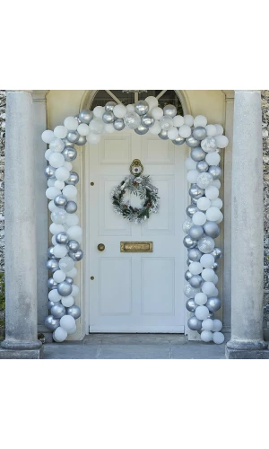 Silver And White Door Balloon Arch Kit