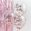 Baby Girl Pink Baby Shower Confetti 12" Latex Balloons - 5pk