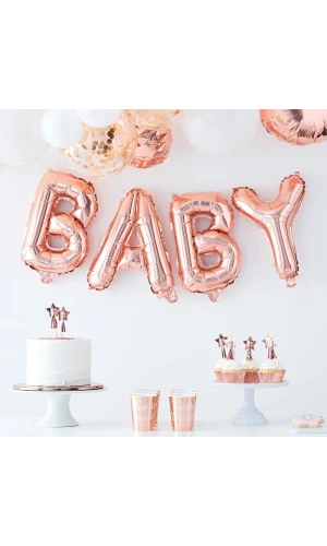 Rose Gold Baby Shower Balloon Bunting