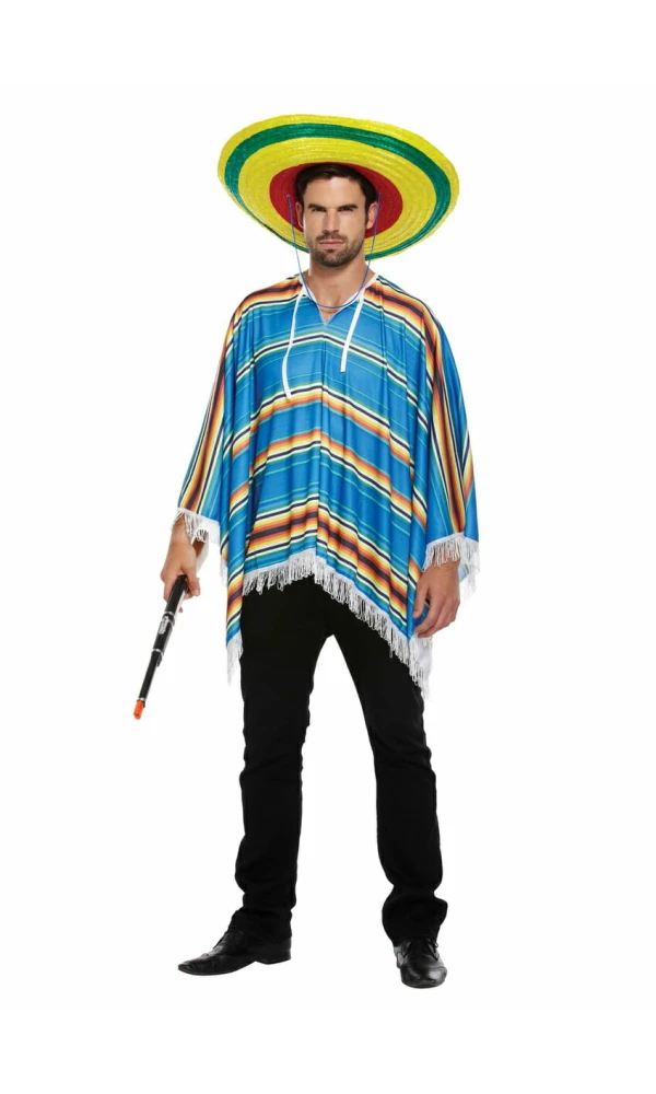 Mexican Poncho Blue - Adult One Size