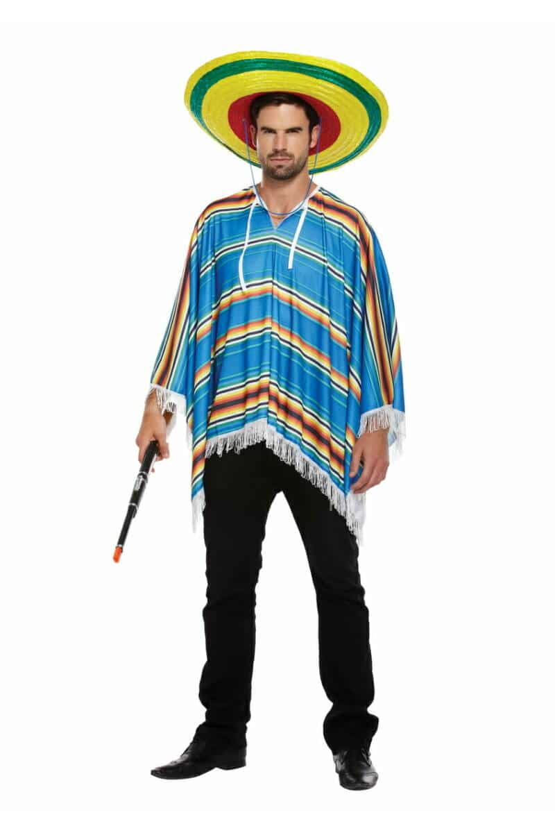 Mexican Poncho Blue - Adult One Size
