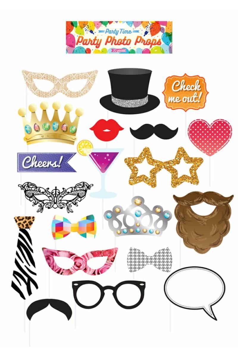 Party Photo Props Assorted Designs With Stick - 20pk