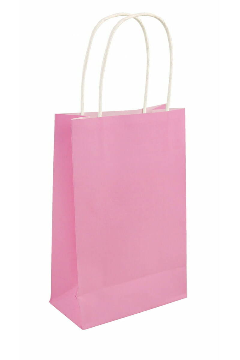 Party Paper Bag With Handles Hot Pink - 14x21x7cm