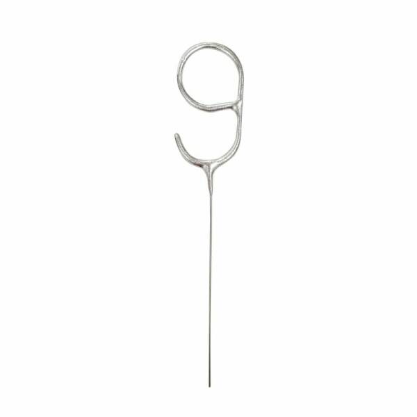 Birthday Silver Glitz Sparkler 17.8cm - Number 9
