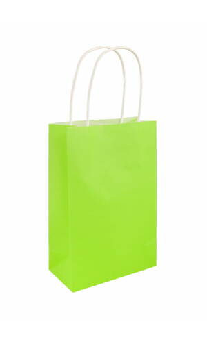 Party Paper Bag With Handles Neon Green - 14x21x7cm