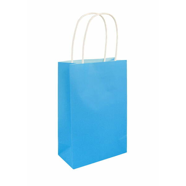 Party Paper Bag With Handles Neon Blue - 14x21x7cm