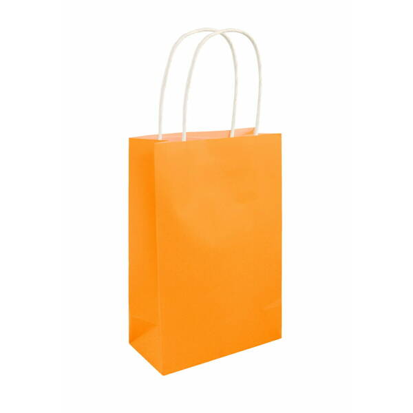 Party Paper Bag With Handles Neon Orange - 14x21x7cm