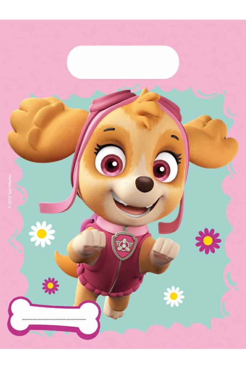 Paw Patrol Skye And Everest Plastic Party Bags - 6pk