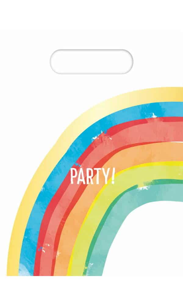Rainbow Party Plastic Party Bags - 6pk