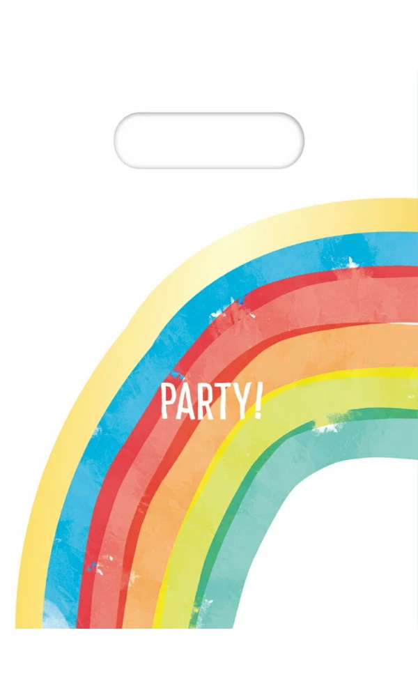 Rainbow Party Plastic Party Bags - 6pk