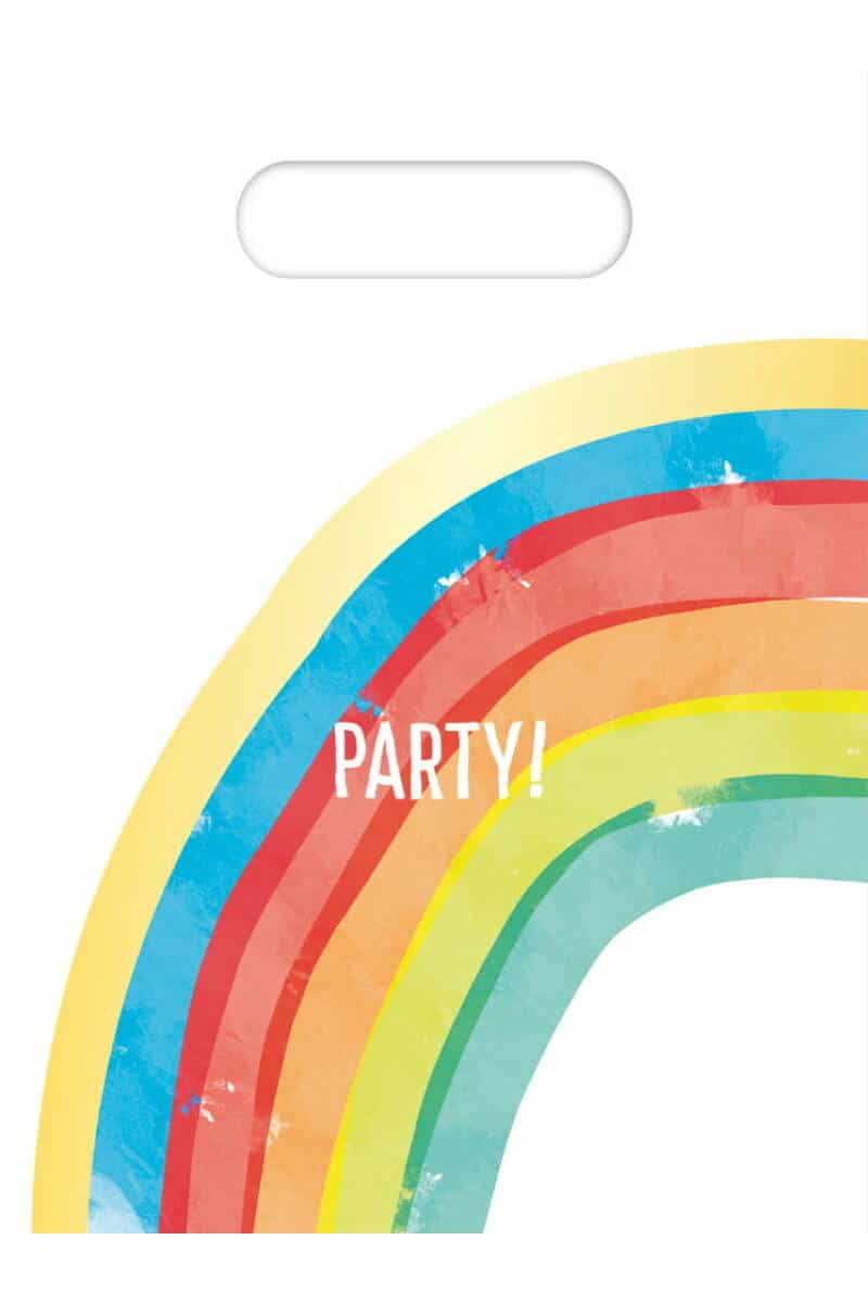 Rainbow Party Plastic Party Bags - 6pk