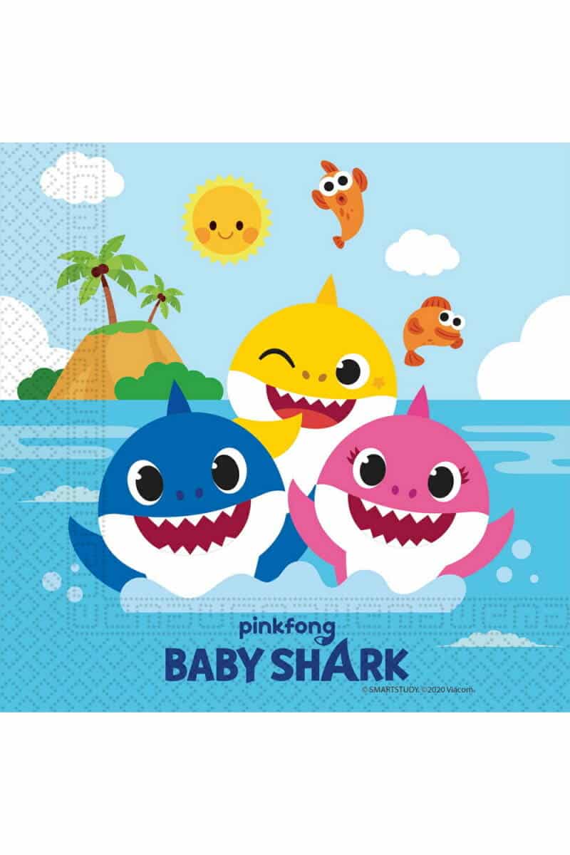 Baby Shark Two-Ply Paper Napkins 33x33cm - 20pk