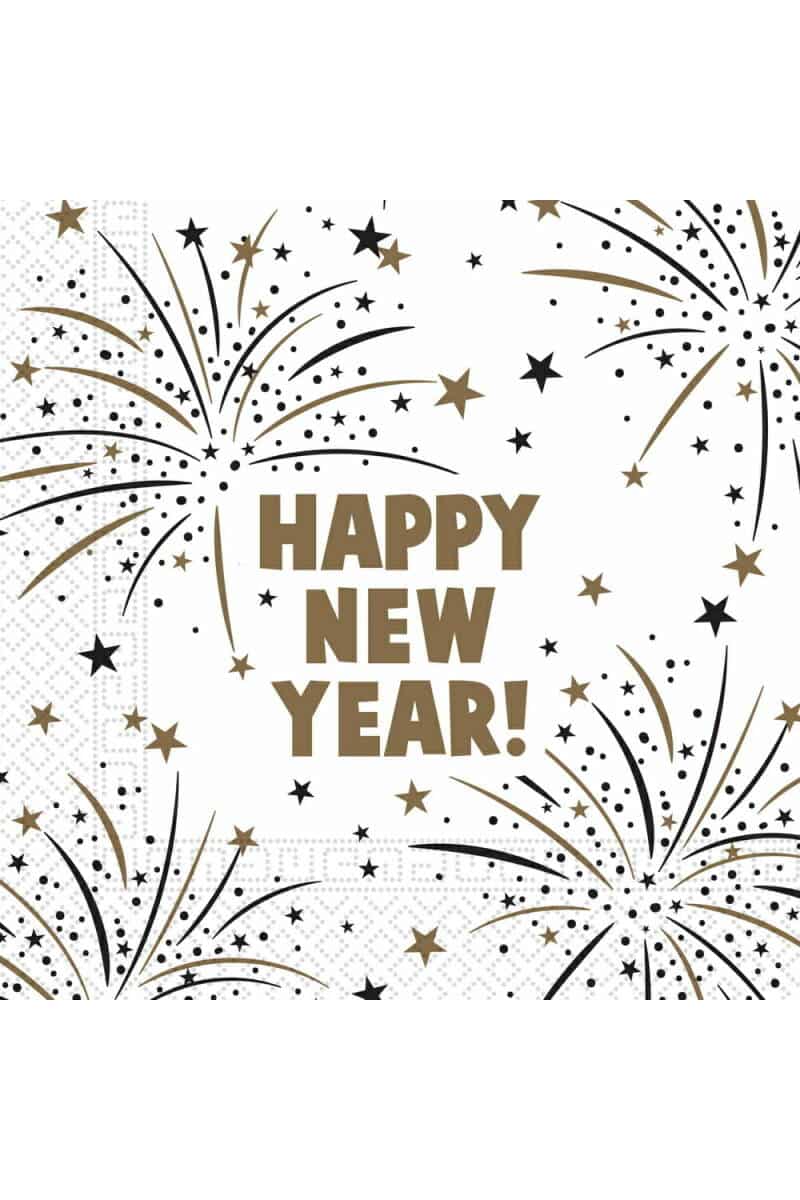 Happy New Year Flares FSC Two-Ply Paper Napkins 33x33cm - 20pk