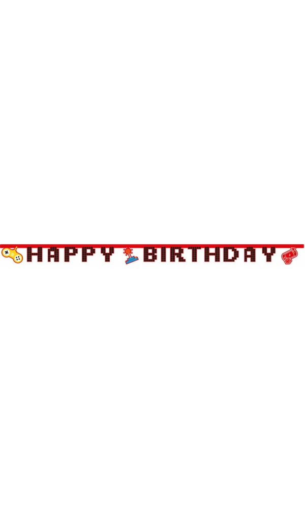 Gaming Party FSC "Happy Birthday" Die-Cut Banner - 1pk