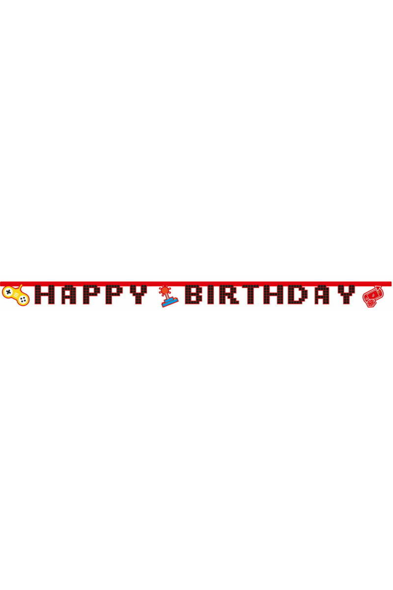 Gaming Party FSC "Happy Birthday" Die-Cut Banner - 1pk