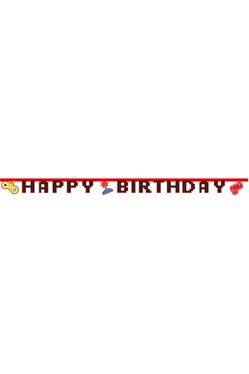 Gaming Party FSC "Happy Birthday" Die-Cut Banner - 1pk