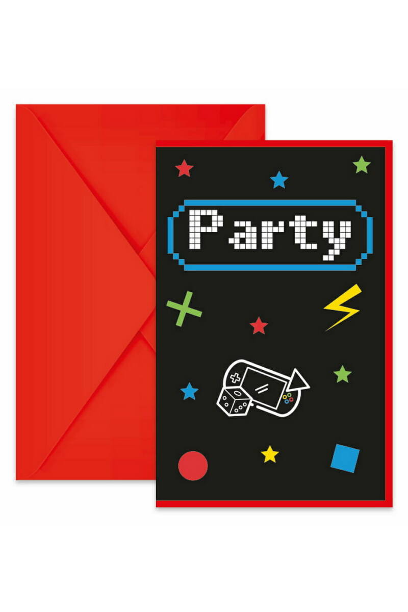 Gaming Party FSC Invitations & Envelopes - 6pk