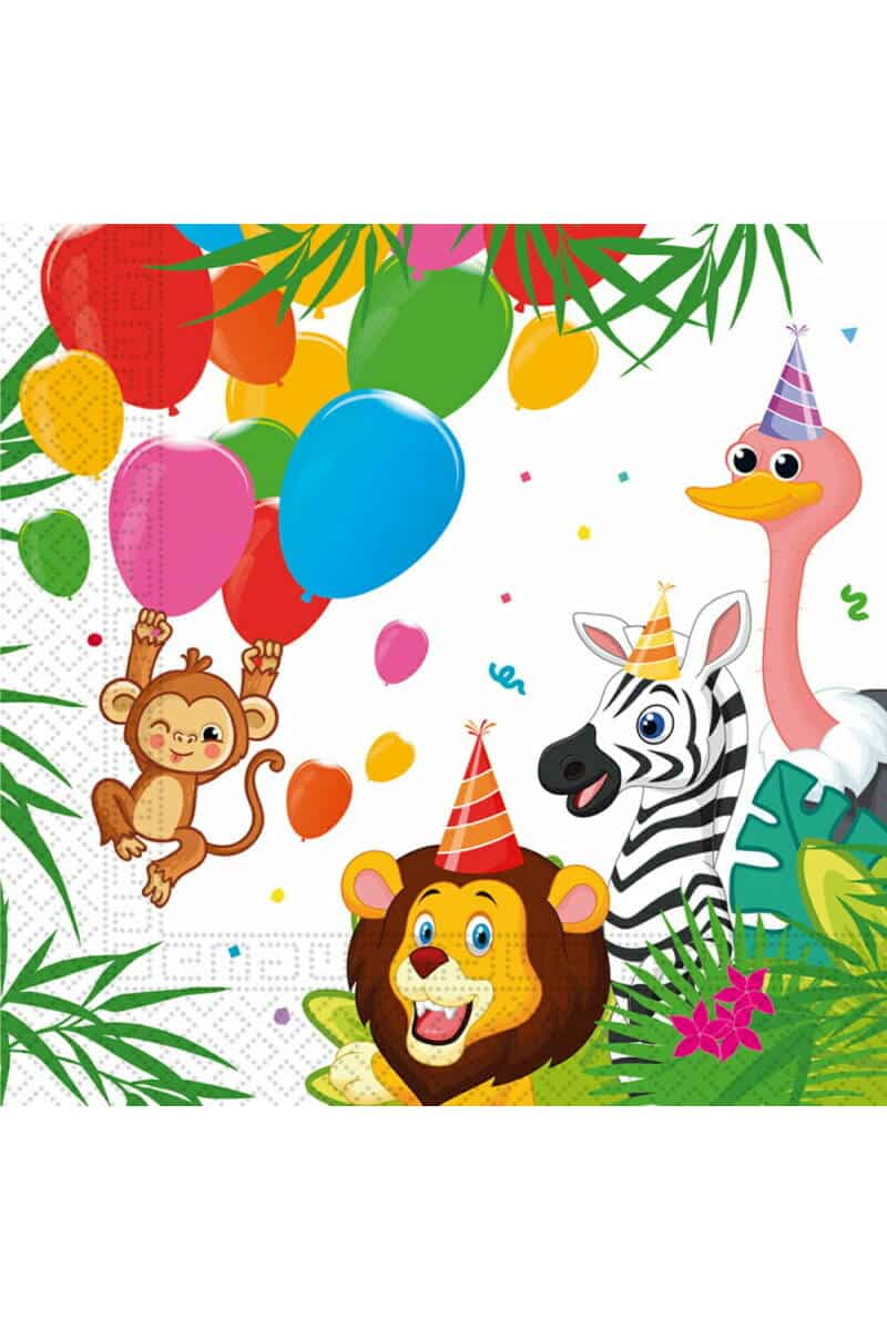 Jungle Balloons FSC Two-Ply Paper Napkins 33x33cm - 20pk