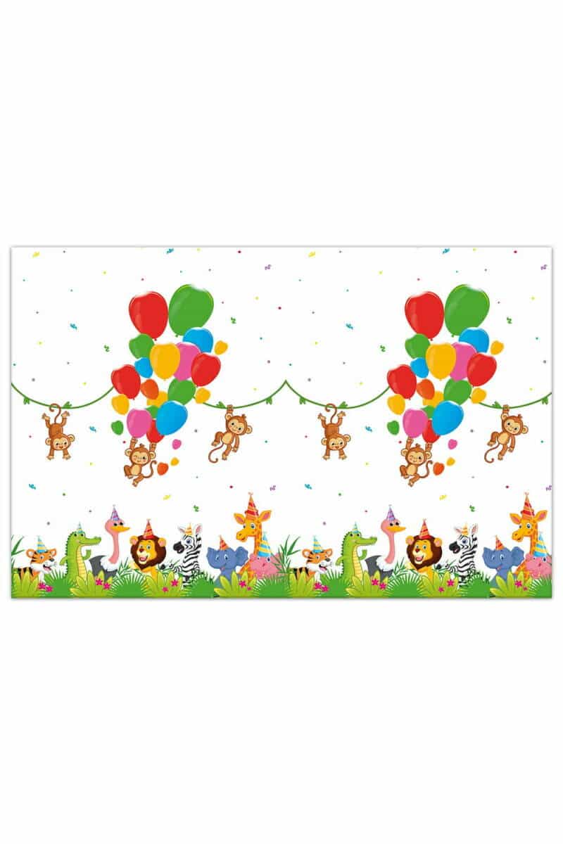 Jungle Balloons Plastic Tablecover 120x180cm - 1pk