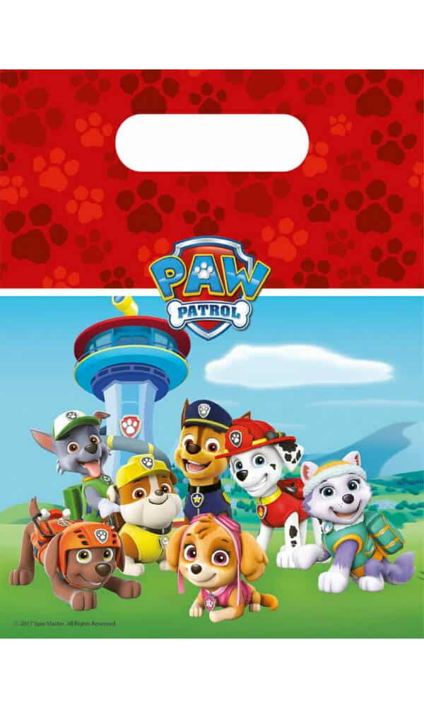 Paw Patrol Ready For Action Plastic Party Bags - 6pk