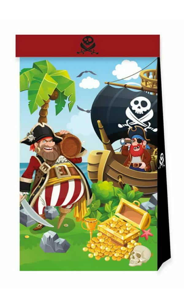 Island Pirates FSC Paper Party Bags - 4pk