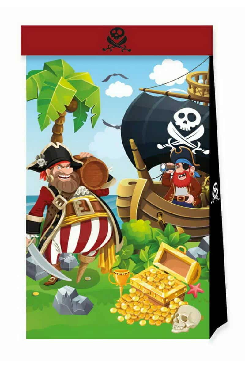 Island Pirates FSC Paper Party Bags - 4pk
