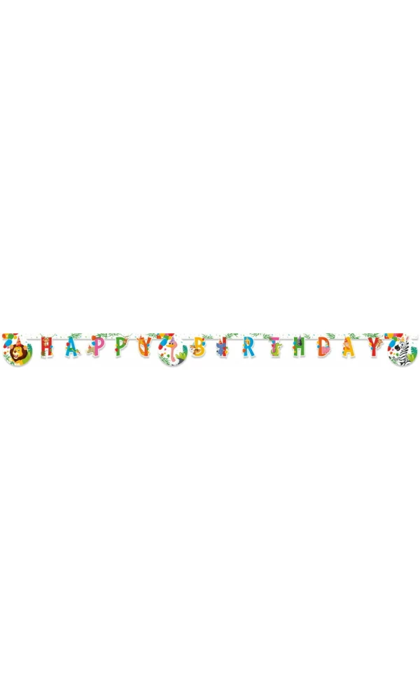 Jungle Balloons FSC "Happy Birthday" Die-Cut Banner - 1pk