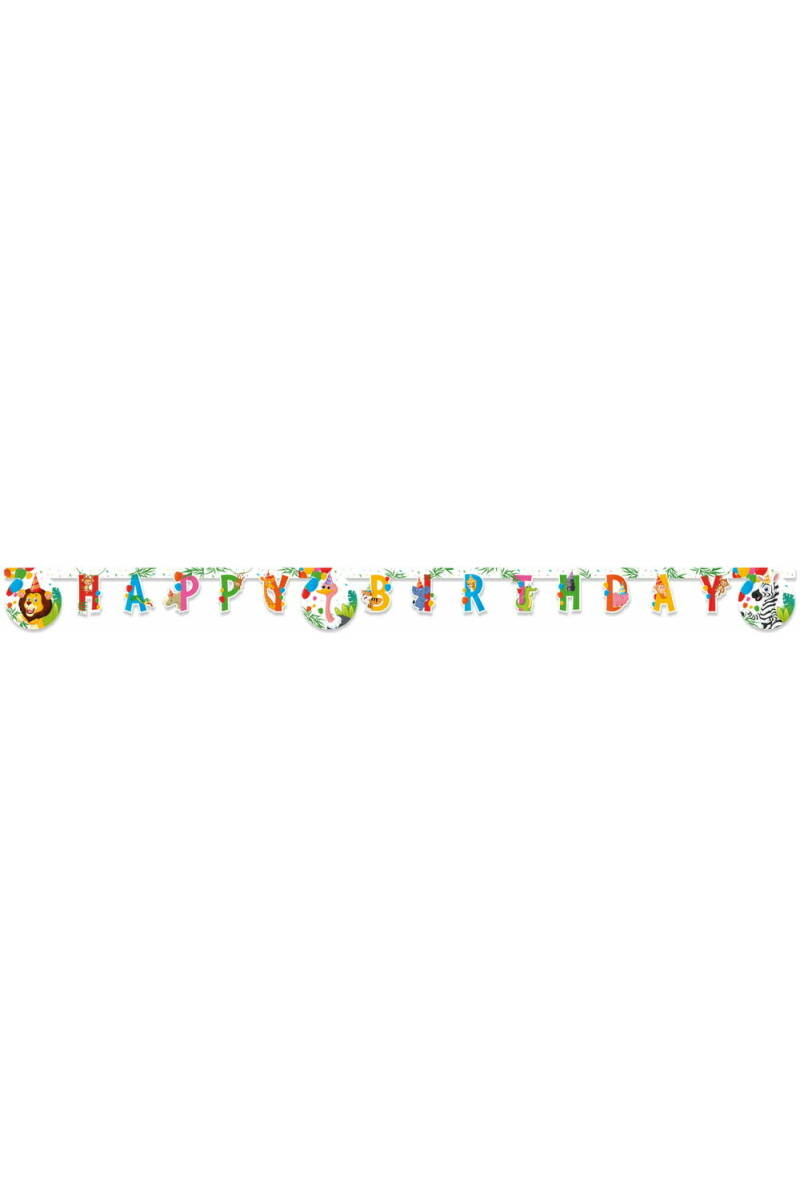 Jungle Balloons FSC "Happy Birthday" Die-Cut Banner - 1pk