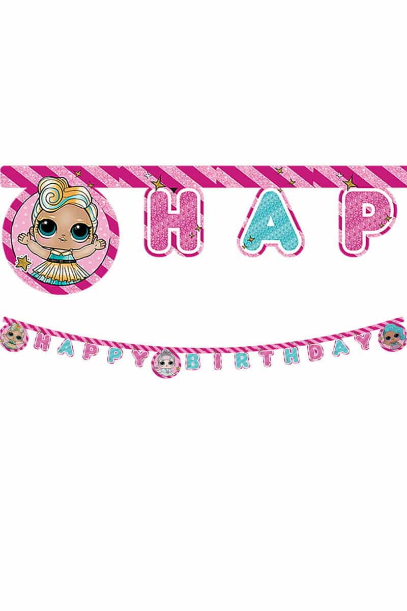 LOL Glitterati "Happy Birthday" Die-cut Banner - 1pk