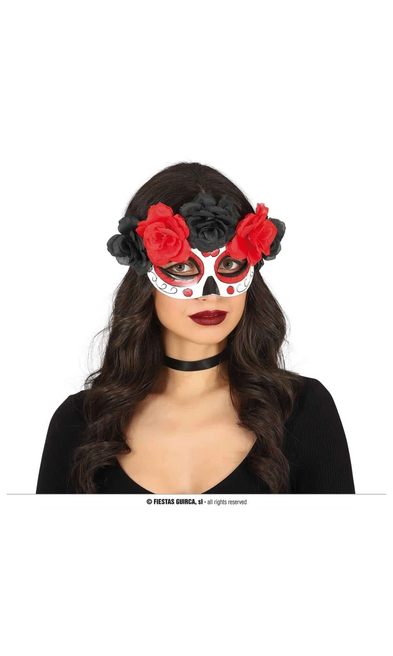 Catrina Mask With Flowers - Adult One Size