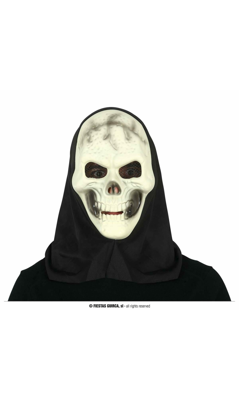 Skull Mask With Hood  - Adult One Size