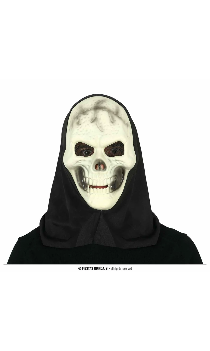 Skull Mask With Hood  - Adult One Size