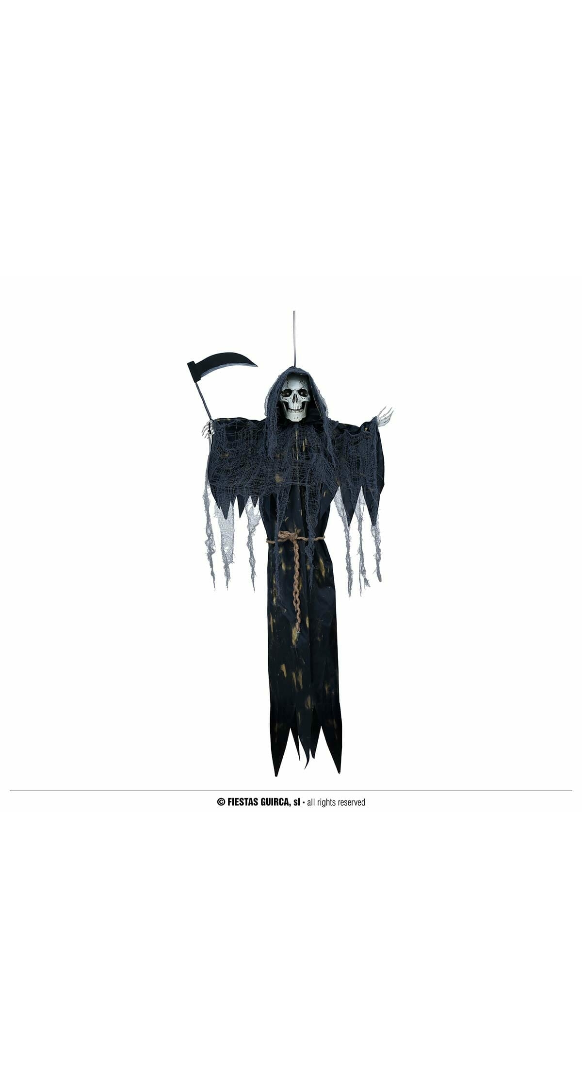 Hanging Death Skeleton With Light - 120cm
