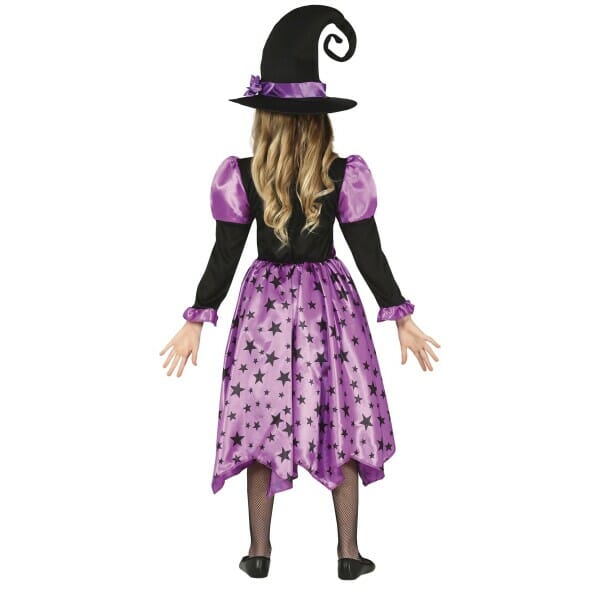 Purple Stars Witch Dress & Hat - Age 7 to 9 Years