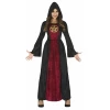 Satanic Priestess Lady Black & Red Hooded Dress - Adult Size Large (14-16)