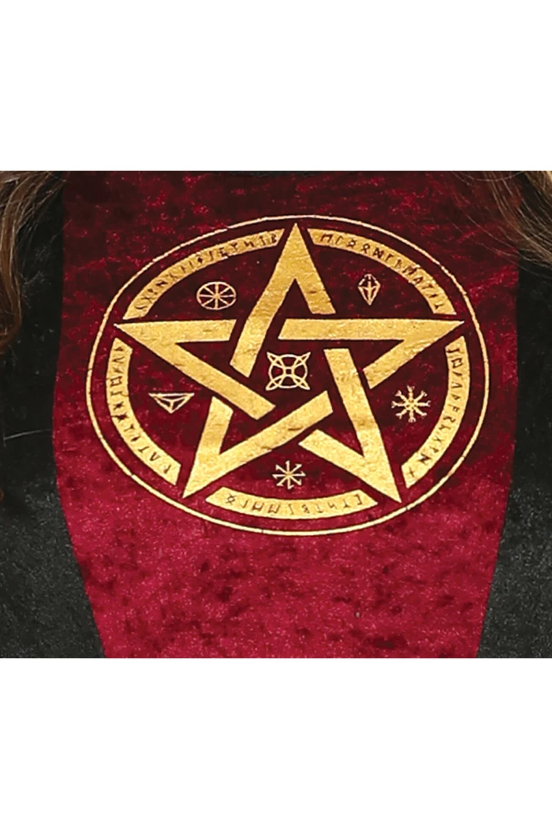 Satanic Priestess Lady Black & Red Hooded Dress - Adult Size Large (14-16)